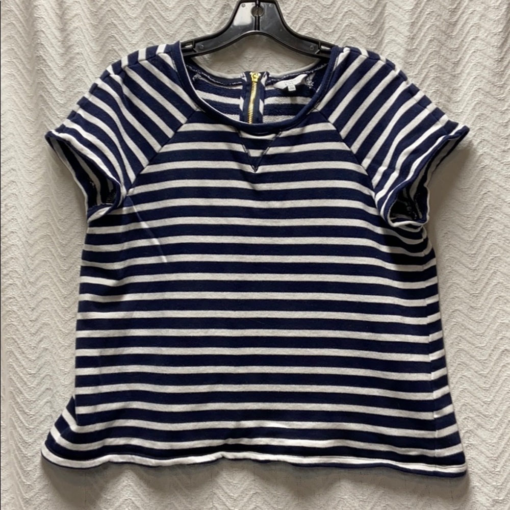 Crown & Ivy blue & white XL short sleeved sweater
